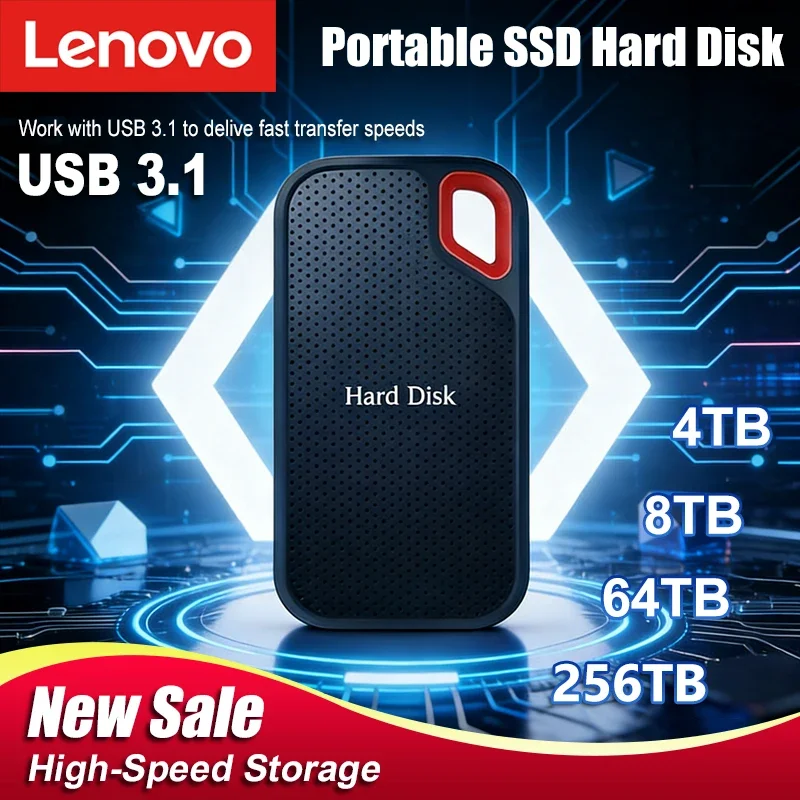 

Внешний твердотельный накопитель Lenovo Mobile SSD E60 1 ТБ 2 ТБ 4 ТБ USB 3.1 для ноутбуков, PS5 и мобильных устройств