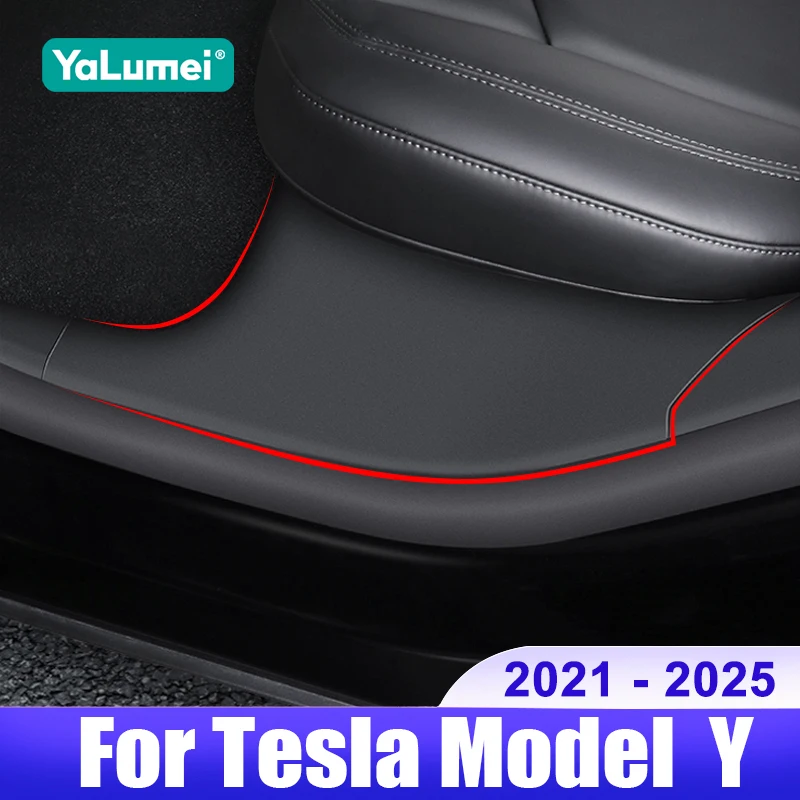 

For Tesla Model Y 2021 2022 2023 2024 2025 Car Rear Door Pedal Cover Door Sill Protector Cover Car Anti Kick Pads Accessories
