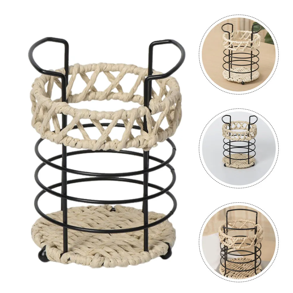 

Woven Pencil Holder Desktop Pen Organizer Sturdy Office Desk Organizer Large Capacity Multi-Use Stationery Bucket Decorative Pen