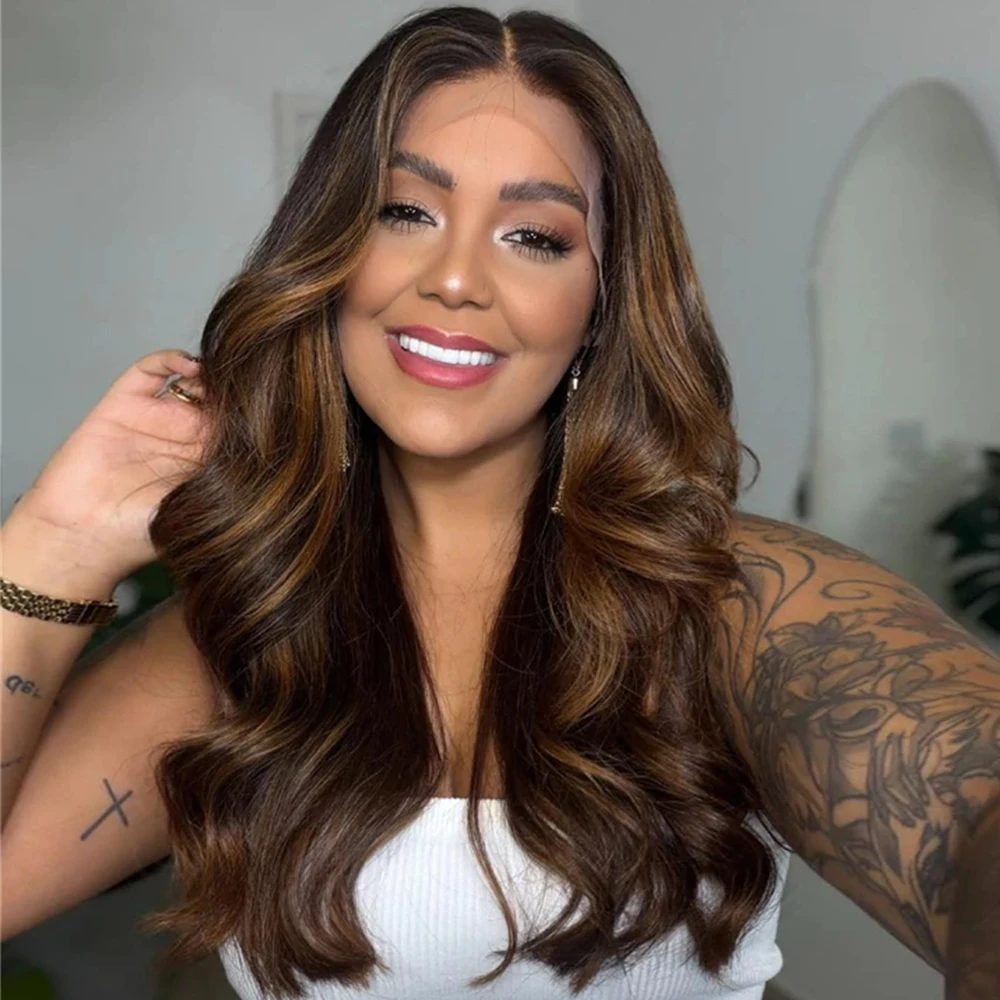 

Синтетический парик 13x4 с кружевной передней частью, темно-шоколадно-коричневый с мелированием, для женщин, для повседневного использования, вечеринок, косплея, из термостойкого волокна