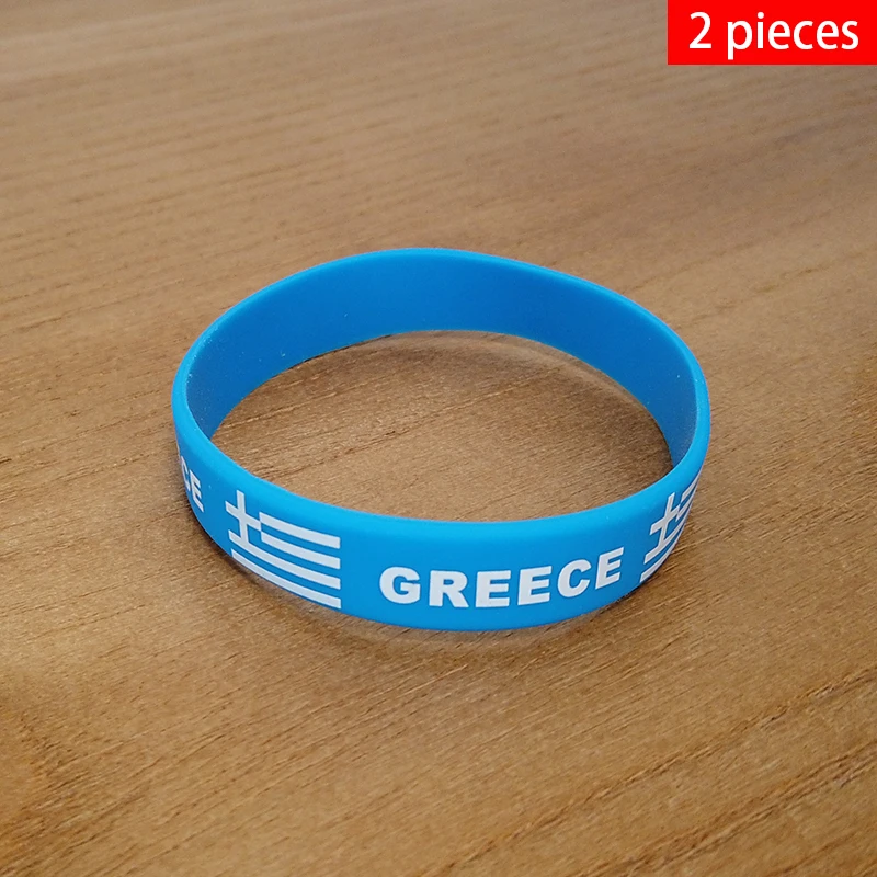 2pcs Greece National Flag Wristbands Sports Silicone Bracelet Men Women Rubber Band Patriotic Commemorative Fashion Accessory