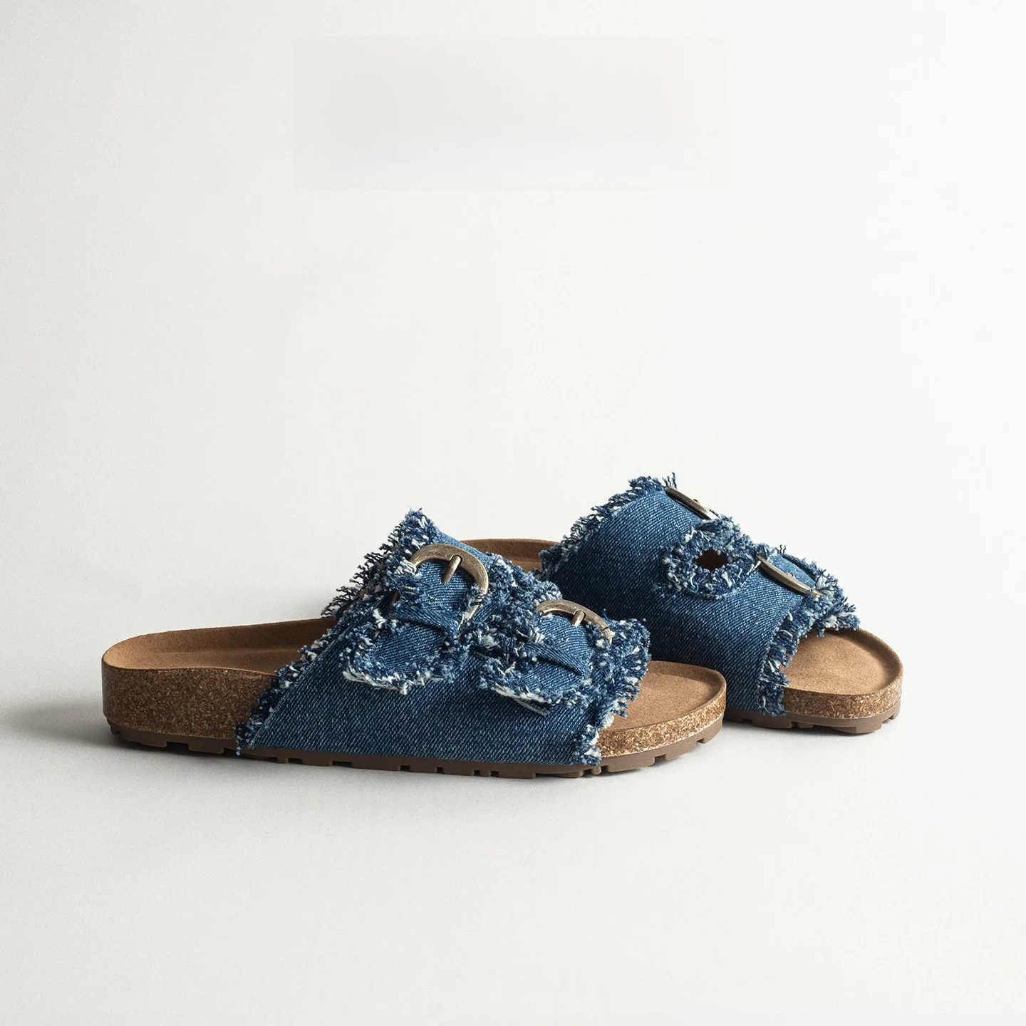 

Leather Retro Denim Thick Heel Sandals Women Summer Outdoor Beach Casual Vacation Style Beach Casual Flip Flops