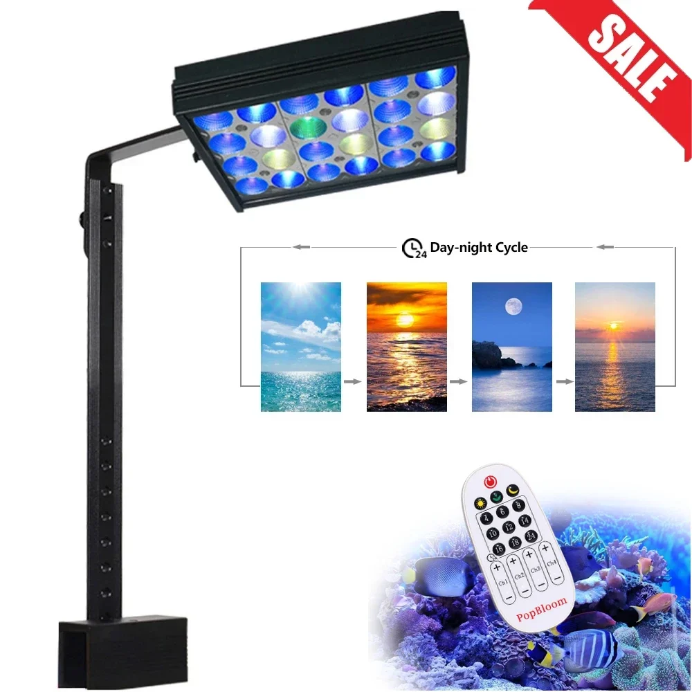 PopBloom Führte Aquarium Lampe für Aquarium Led Beleuchtung Aquarium Riff Korallen Marine Aquarium Beleuchtung Led Tank Fernbedienung Shannon16