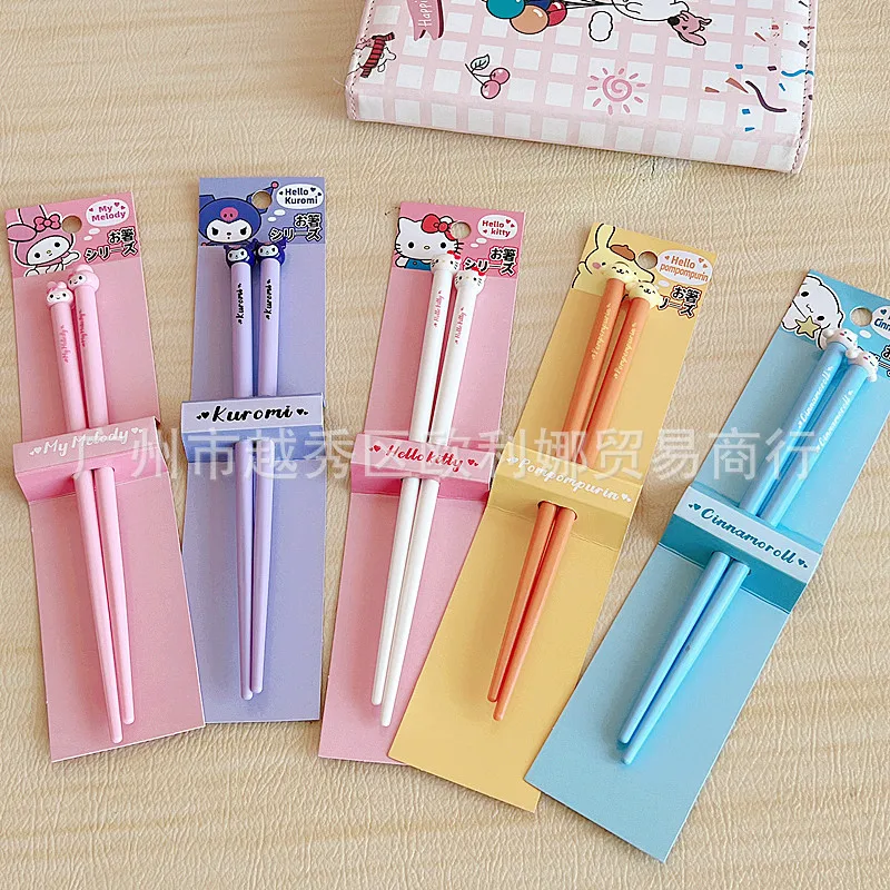 

Kawaii My Melody Hello Kitty Kuromi Cartoon Doll Food Grade ABS Non-Slip Chopsticks Anime Sanrio Cute Children's Chopsticks