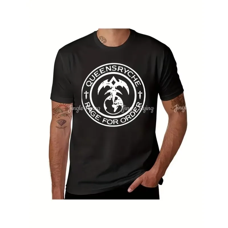Camiseta de algodón para hombre Queensryche Rage Order, color negro con estampado gráfico único, ajuste cómodo y transpirable, ropa informal disponible