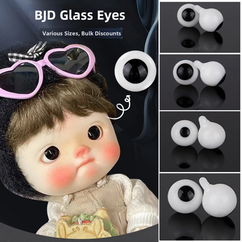 

Стеклянные глаза-глазки 4 мм, 6 мм, 8 мм, 10 мм, черные, в форме ручки, для рукоделия, изготовления кукол, аксессуары, черные жемчужные глаза