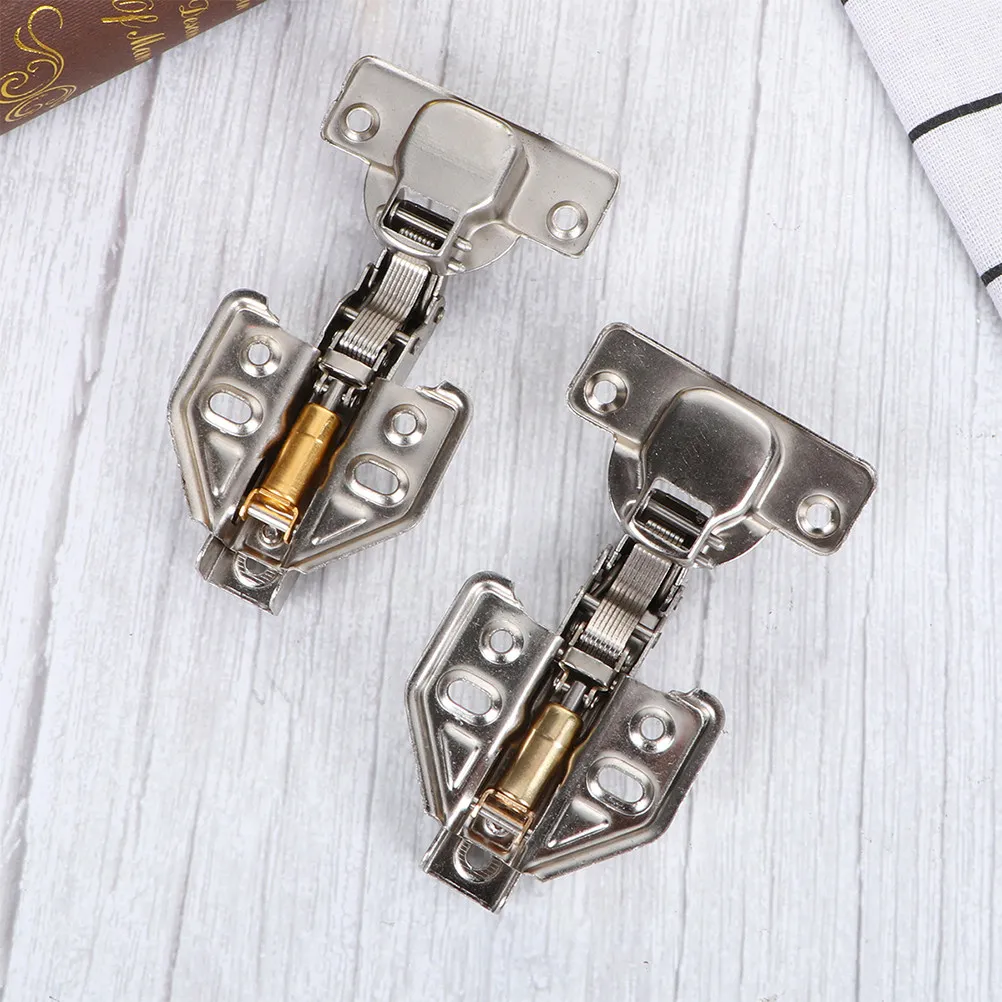 4Pcs Stainless Steel Cabinet Hinges Heavy Load Quiet Closure Door Fitting for Kitchen Cupboard Smooth Operation Half Overlay