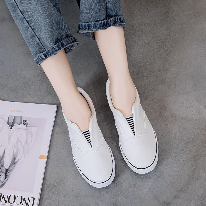 Vrouwen Gevulkaniseerd Schoenen Vrouwen Sneakers Slip Op Flats Schoenen Instappers Lopen Platte Zapatos De Mujer Platform Sneakers