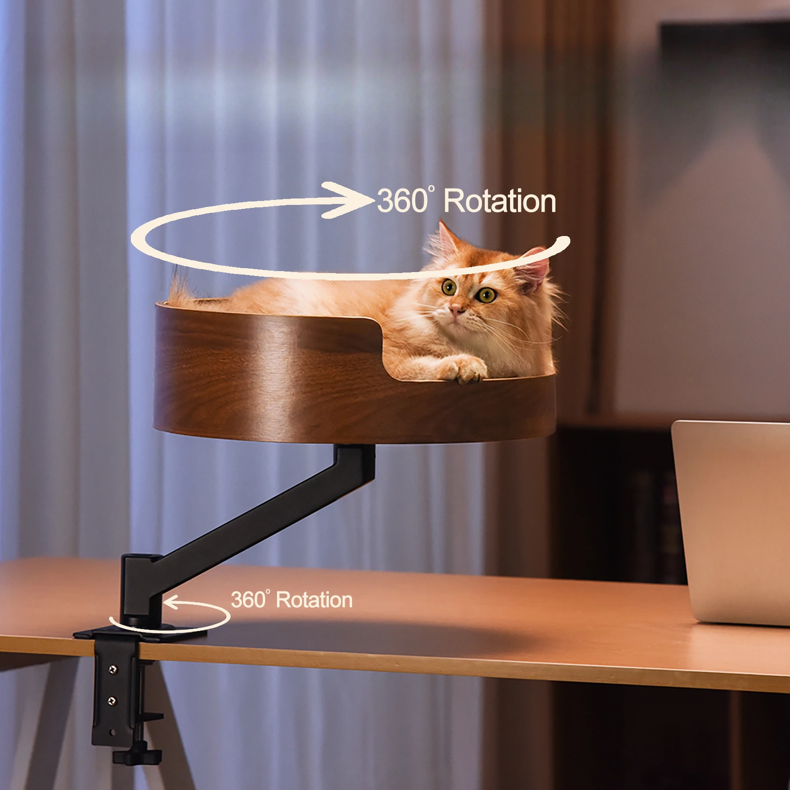 

Tabletop cat kennel lifting swivel bracket hanging table type 360 degree adjustable pet companion