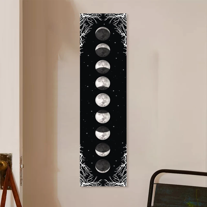 Moon Phase Tapestry Black and White starry sky Wall Hanging Moon Throw Blanket Home Decor Wall Hanging Bohemian Wall Cloth Mural