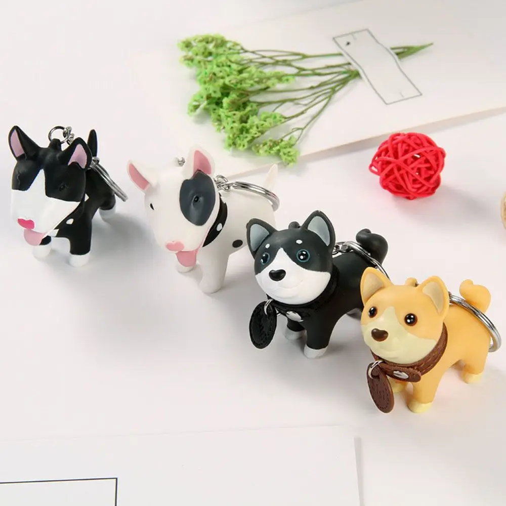 Doll Animal Anime PVC Terrier Bull Holder Excellent Hand-painted Dog Keychain for Car Accessories Key Ring