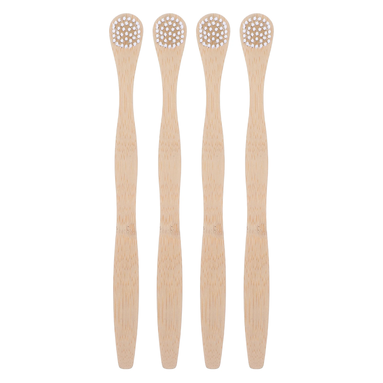 

4pcs Cleaner Bamboo Tongue Scraper Ergonomic Anti-Slip Handle Deep Cleaning Oral Care Breath Freshener Tongue Brush