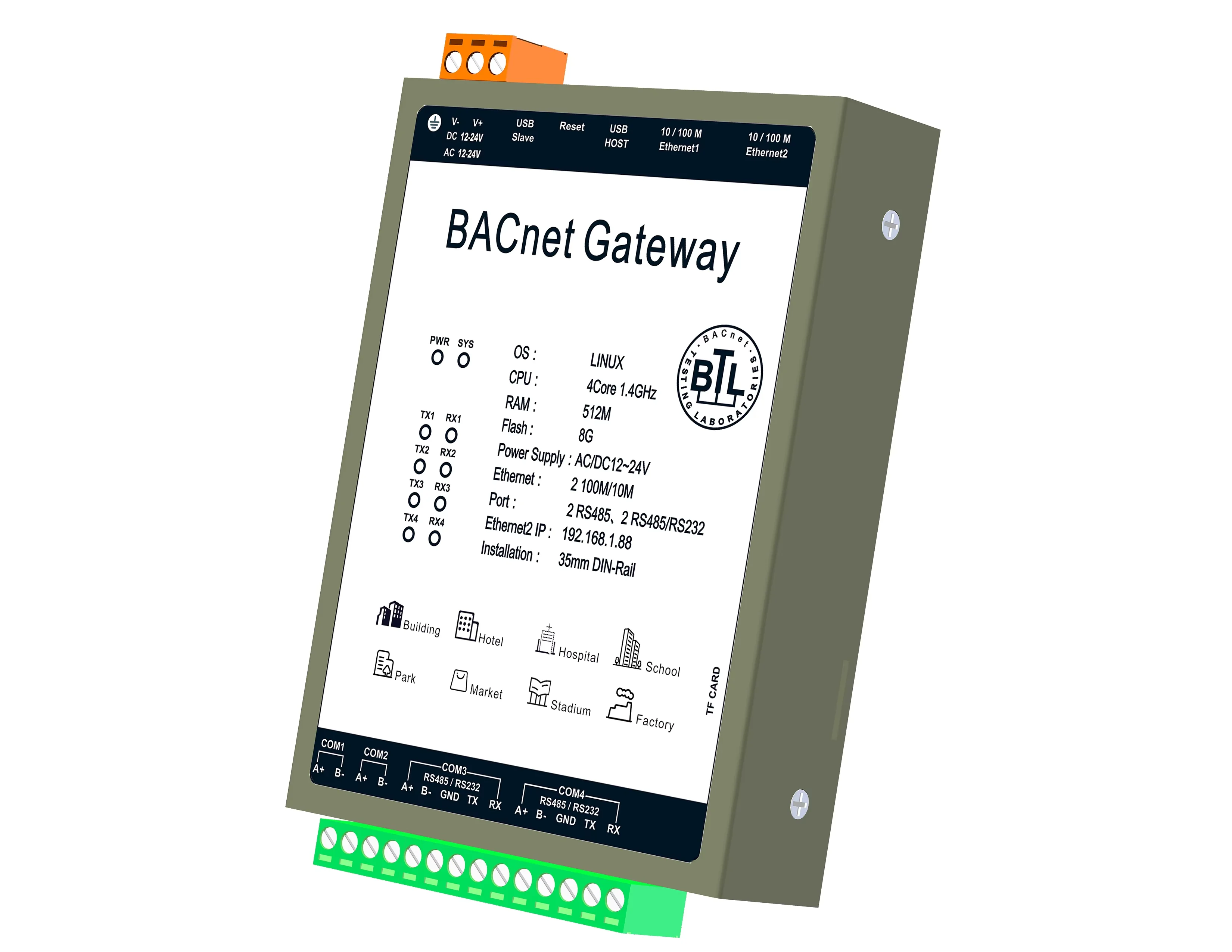 BACnet Gateway with Modbus Protocol Support Converter to BACnet IP Server IoT Application Manufactured by BACnet Router