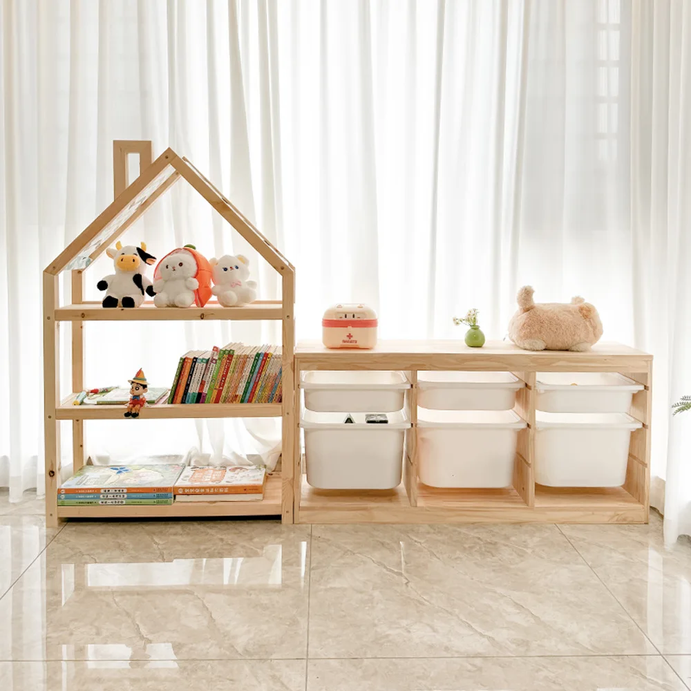 Children's Wood Furniture Set Kids Room Trunk & Toy Storage Cabinet Bookcase & Wardrobe