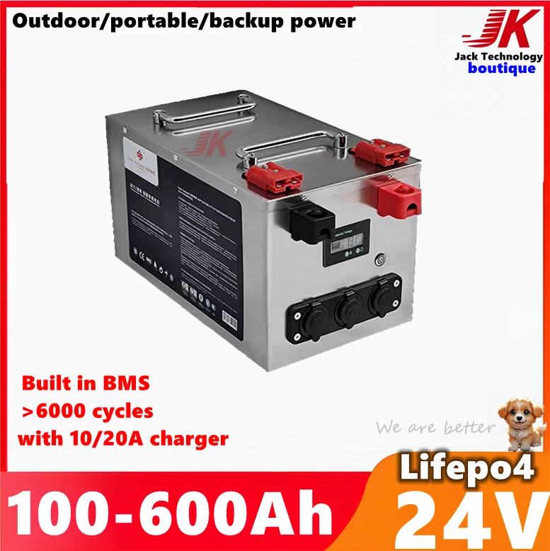 

24V Lifepo4 100Ah 150Ah 200Ah 300Ah 400Ah 500Ah 600Ah Rechargeable Battery for RV 2000W Solar System UPS Trolling Motor Boat EV