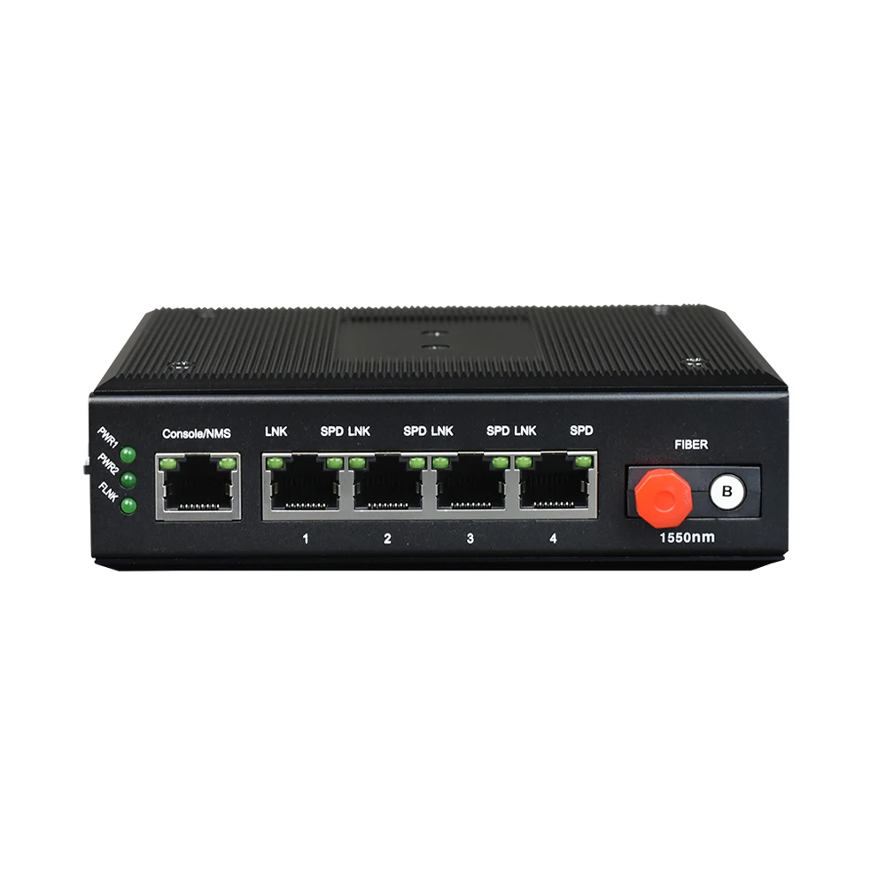 산업용 등급 2 포트 기가비트 구리 이더넷-광섬유 미디어 변환기