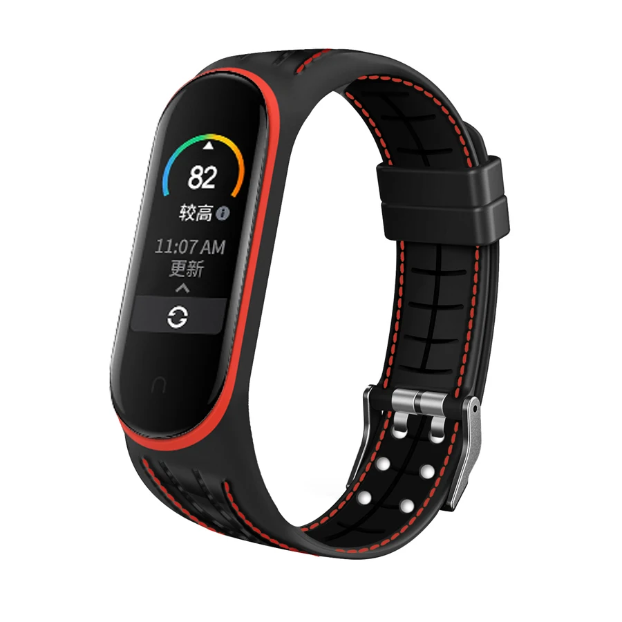 Dubbele lijnriem voor Xiaomi Mi Band 5 4 3 Accessoires Armband Polsbandje Armband voor Miband 5 6 7 Vervanging ademende riem