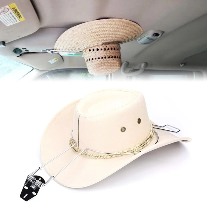 1Pc Steel Car Mounted Cowboy Hat Holder Multi-Functional Car Storage Hat Rack Hat Hook Car Accessory