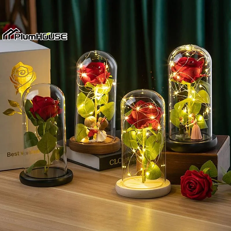 

Бесконечный кариминовый синтетический цветок розы с подсветкой. Жетон любви в стеклянной оболочке.