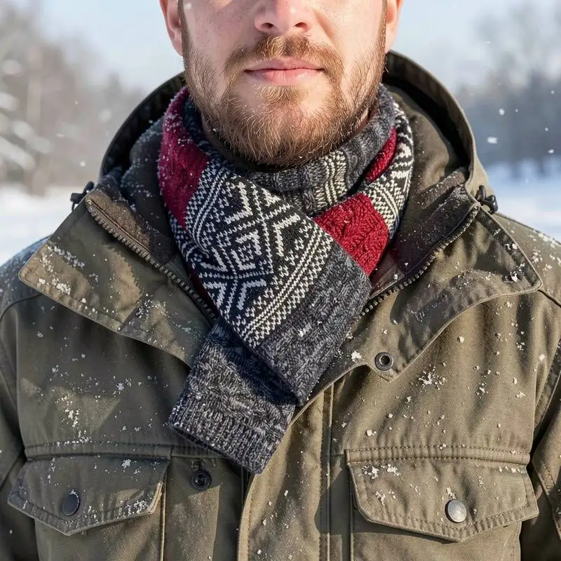 Bandana heat retaining soft chenille for snowboarding mens outdoor neck wrap frigid winter male winter scarf