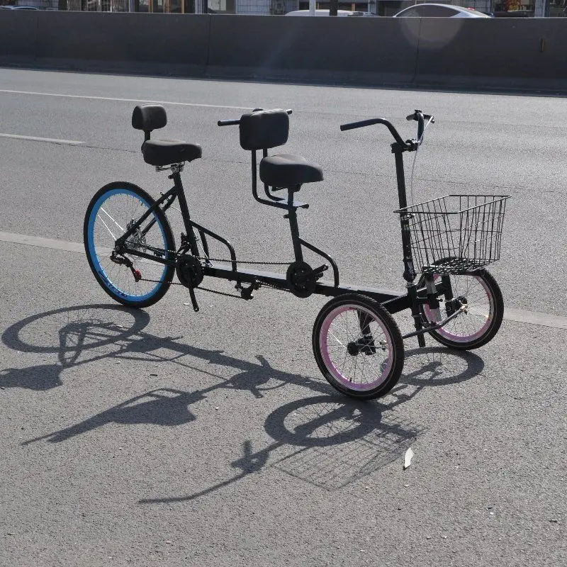 Zweisitzer-Dreirad, Doppelfahrrad, Familien-Sportfahrrad, Einzelgang ohne Synchronisierung