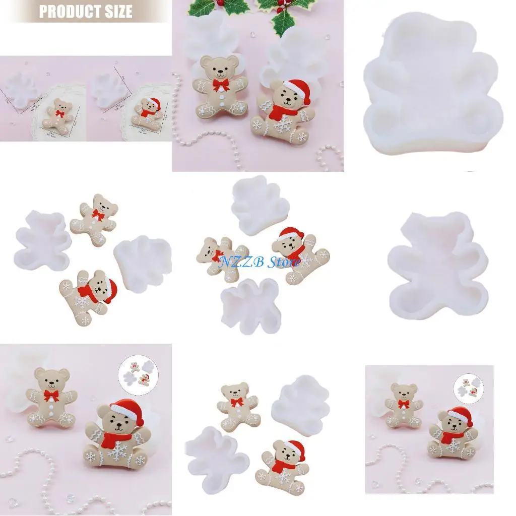 

T21F форма для рождественского медведя, пищевой безопасный силикон для выпечки, изготовления шоколада, праздничный подарок, для