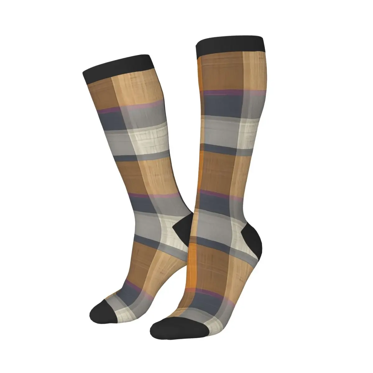 Stockings Funny Autumn Casual Warm Socks Plaid Traditional Warm Checkered Texture Soft Winter Knee High Socks