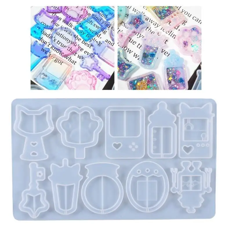 

9HJK Casting Resin Mold Creative Mold Keychain Pendant Silicone M