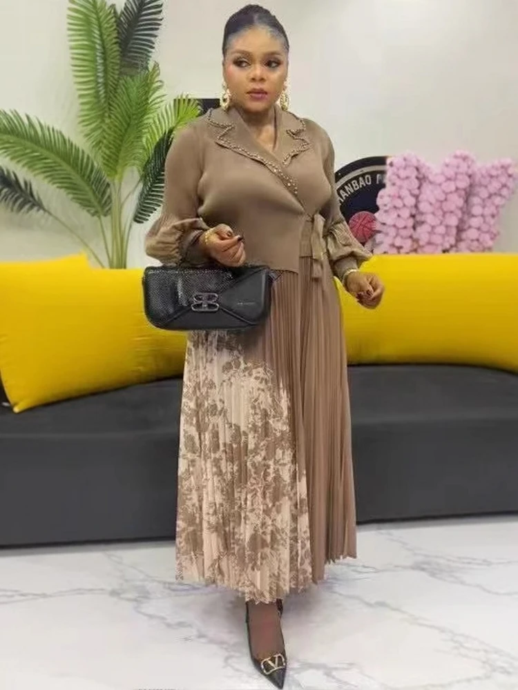 

Африканские платья для женщин, элегантное весеннее плиссированное платье макси с длинными рукавами, традиционная африканская одежда для женщин, Fairy Dreaes