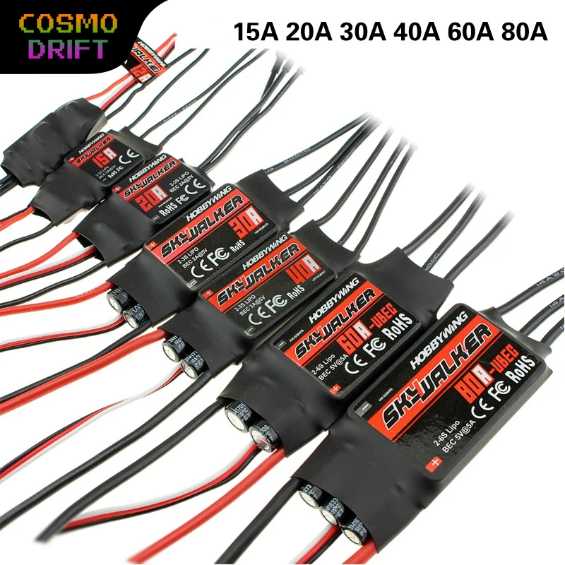 

Hobbywing Skywalker бесщеточный ESC 15A 20A 30A 40A 50A 60A 80A электронный регулятор скорости для радиоуправляемого самолета модель с фиксированным крылом