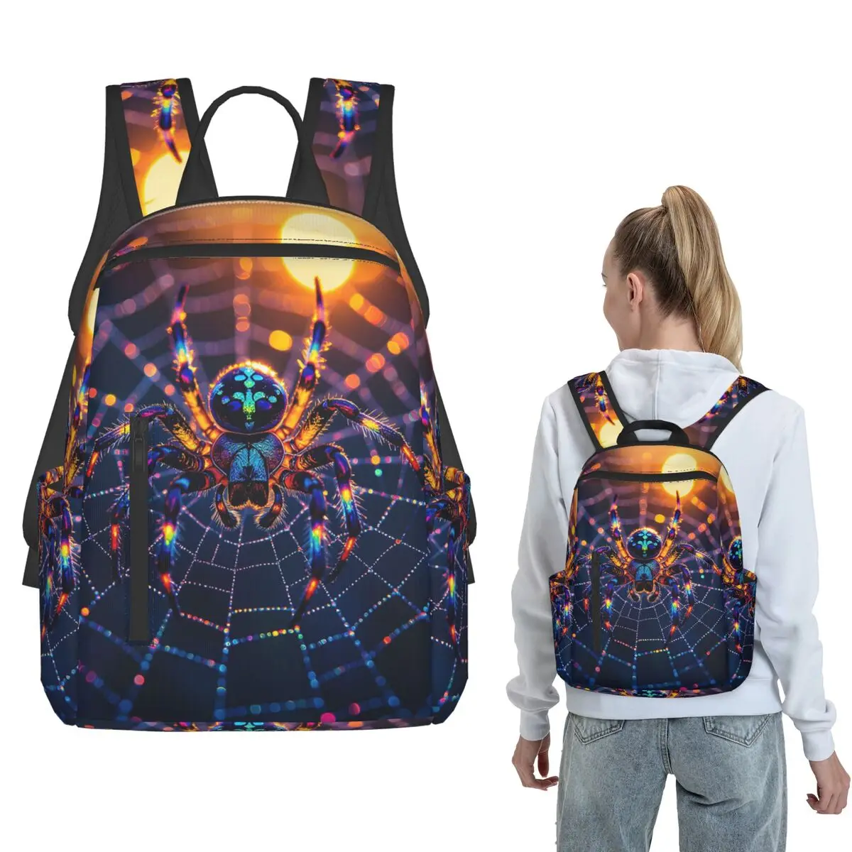 Spider And Web Backpack Daypack Boys Girls BookBag School Bag Shoulder Bags for Men Women