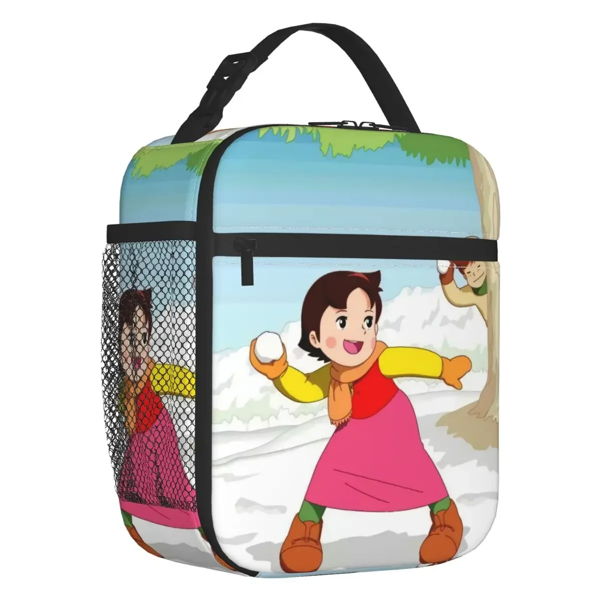 Cartoon Heidi And Snow Insulated Lunch Bag for Women Portable Cartoon Alps Mountain Cooler Thermal Lunch Tote Office Work School