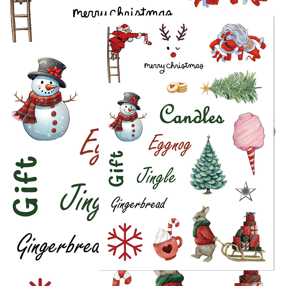 8/16pcs Cute Funny Cartoon Christmas Stickers Decals DIY Laptop Phone Water Bottle Diary Label Wall Decoration Sticker Kids Toys