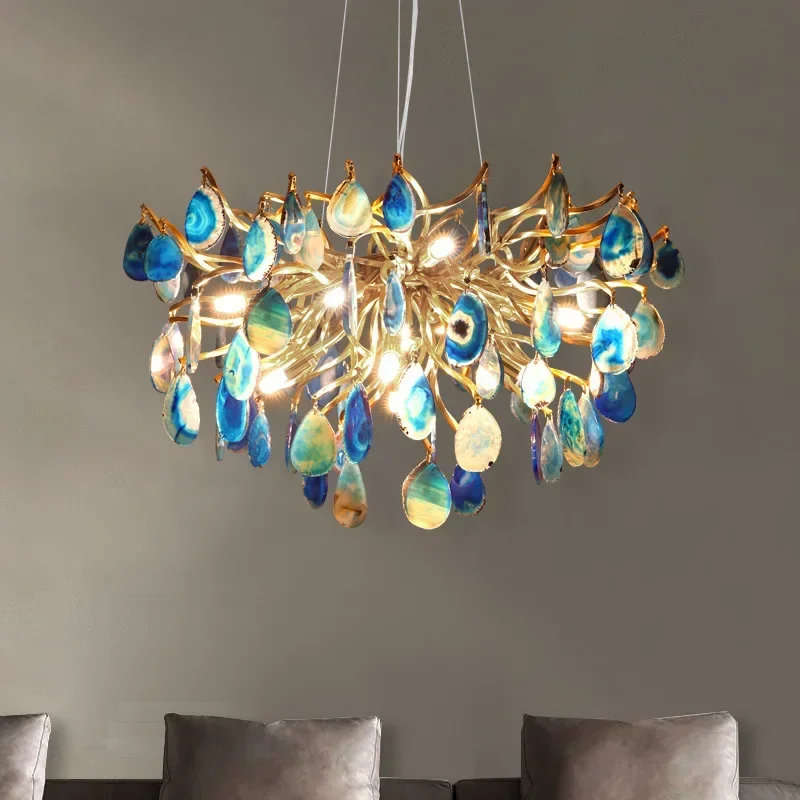 

Creative Agate Chandeliers LED Colorful Pendant Lamp for Bedroom Living Dining Room Villa Home Indoor Decor Art Hanging Lights