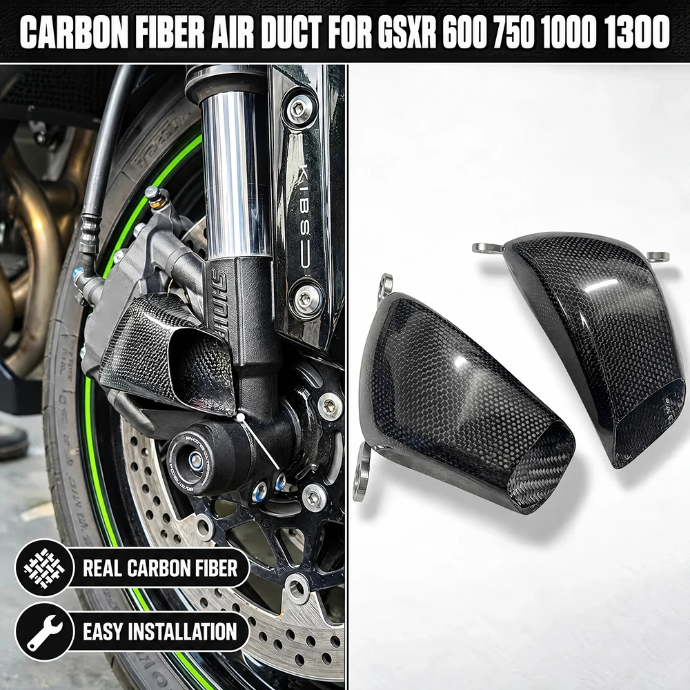 For Suzuki GSX-R GSXR 600 750 1000 1300 Motorcycle Carbon Fiber Front Brake Air Duct Caliper Radiator Cover
