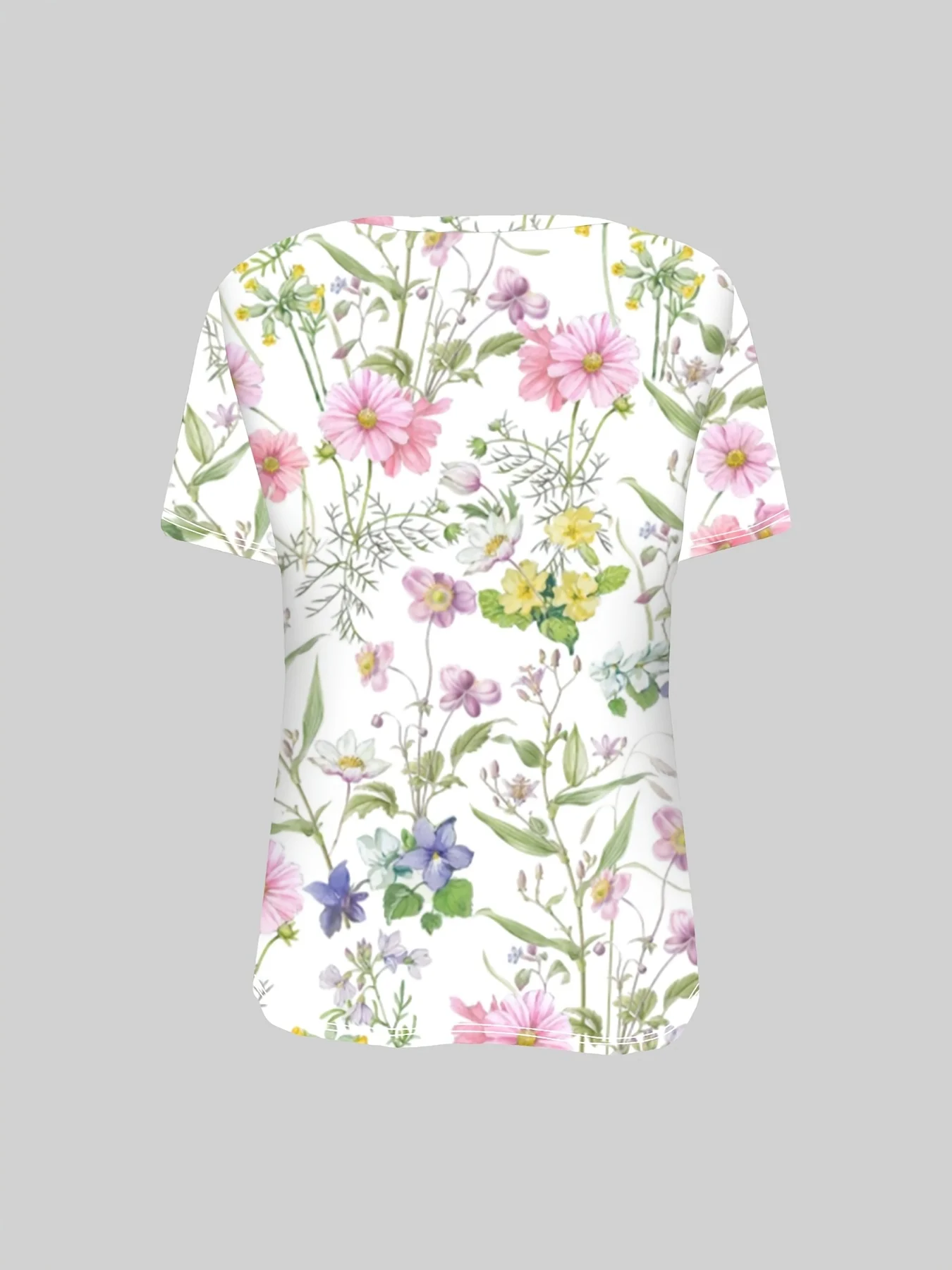 Women's T-shirt Watercolor Wild Floral Botanical Print Crew Neck Short Sleeve Loose Fit Elegant Fresh Casual Daily women clothes