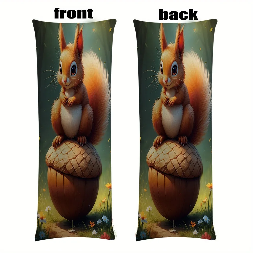 1 Cute Squirrel Abstract Art Long Pillowcase | Double-Sided Print, Zipper Closure, Machine Washable, 100% Polyester, Contemporar