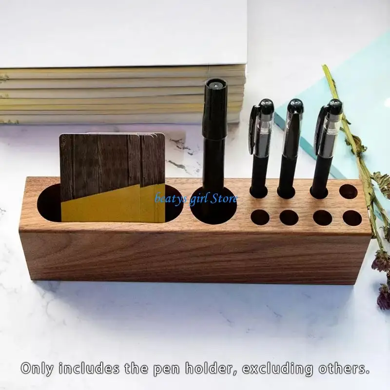 

C7AB Wooden Desktop Card Organiser With Built In Pen Stand For Home And Offices Desk