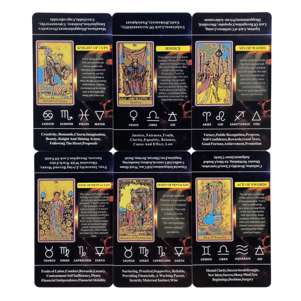 Cartes de Tarot pour débutants avec signification sur eux, jeu d'apprentissage de Tarot de poche de 78 cartes, jeu de divination