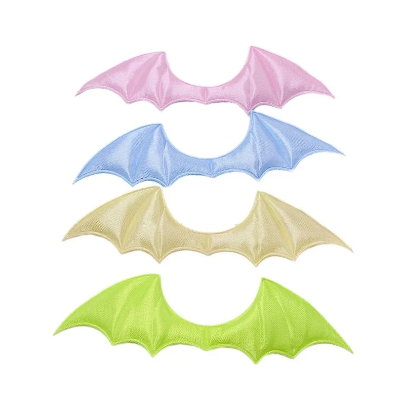 28Pcs 14x3.8CM Fabric Satin Bat Wings Padded  Appliques For DIY Children Hair Clip Accessories Garment Headwear Decor Patches