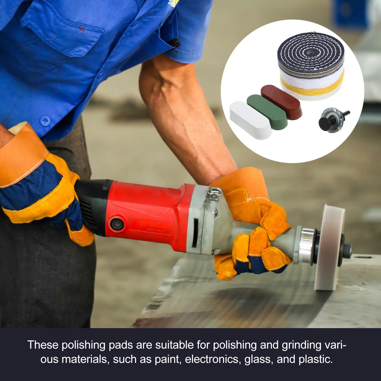 

1Set Polishing Disc Buffing Wheel Set Lightweight Polisher Kit for Jewelry Glass Plastic Polishing Tools Bench Buffing Wheel