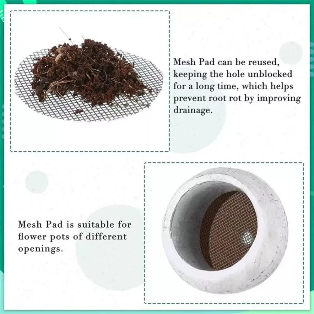 50PCS/Set Plastic Flower Pot Hole Mesh Pad Round Breathable Bonsai Drainage Screens Prevent Soil Loss Flower Pot Gasket