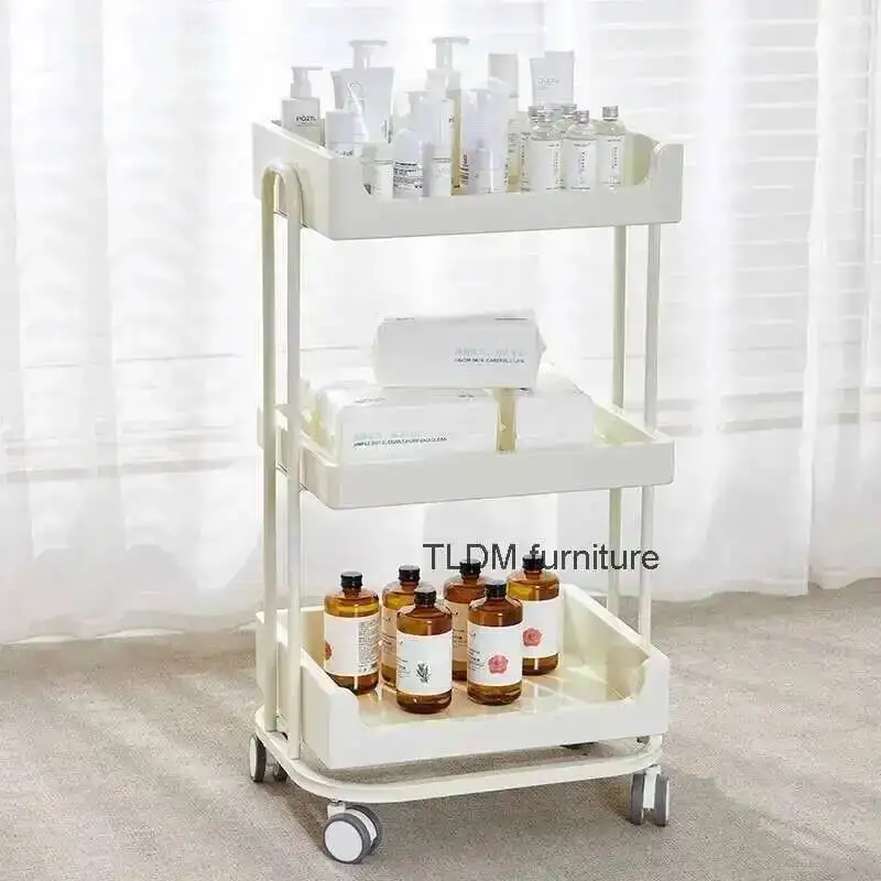 Modern Rolling Salon Trolley White Manicure Makeup Beauty Tool Cart Simplicity Aesthetic Carrito Con Ruedas Salon Furniture HD