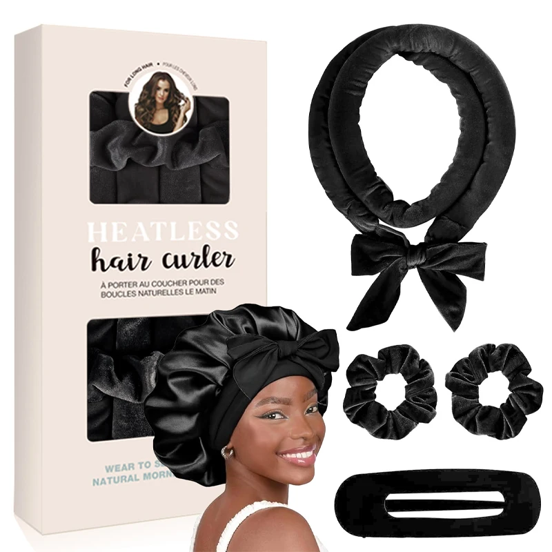 

No Heat Hair Rollers Heatless Curling Rod Headband Soft Hair Curler Satin Curlers Curls Sleeping Bonnet Night Cap Styling Tools
