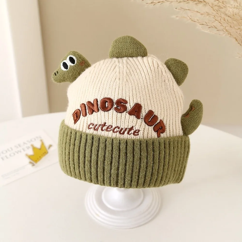 

New Cute Cartoon Dinosaur Kid Pullover Hat Cold Proof Windproof Ear Protection Hat Warm Thickned Knitted Hat Winter
