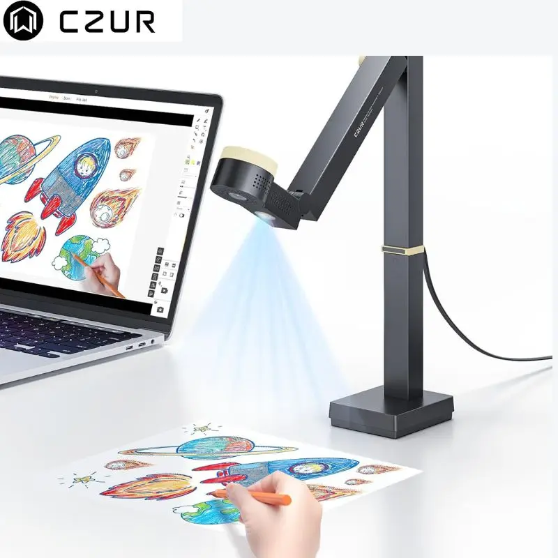 CZUR Fancy S Pro 12MP USB Document Camera for Teacher 4K Webcam with Microphone and LED Light, Up to 60fps Auto Focus for Remote