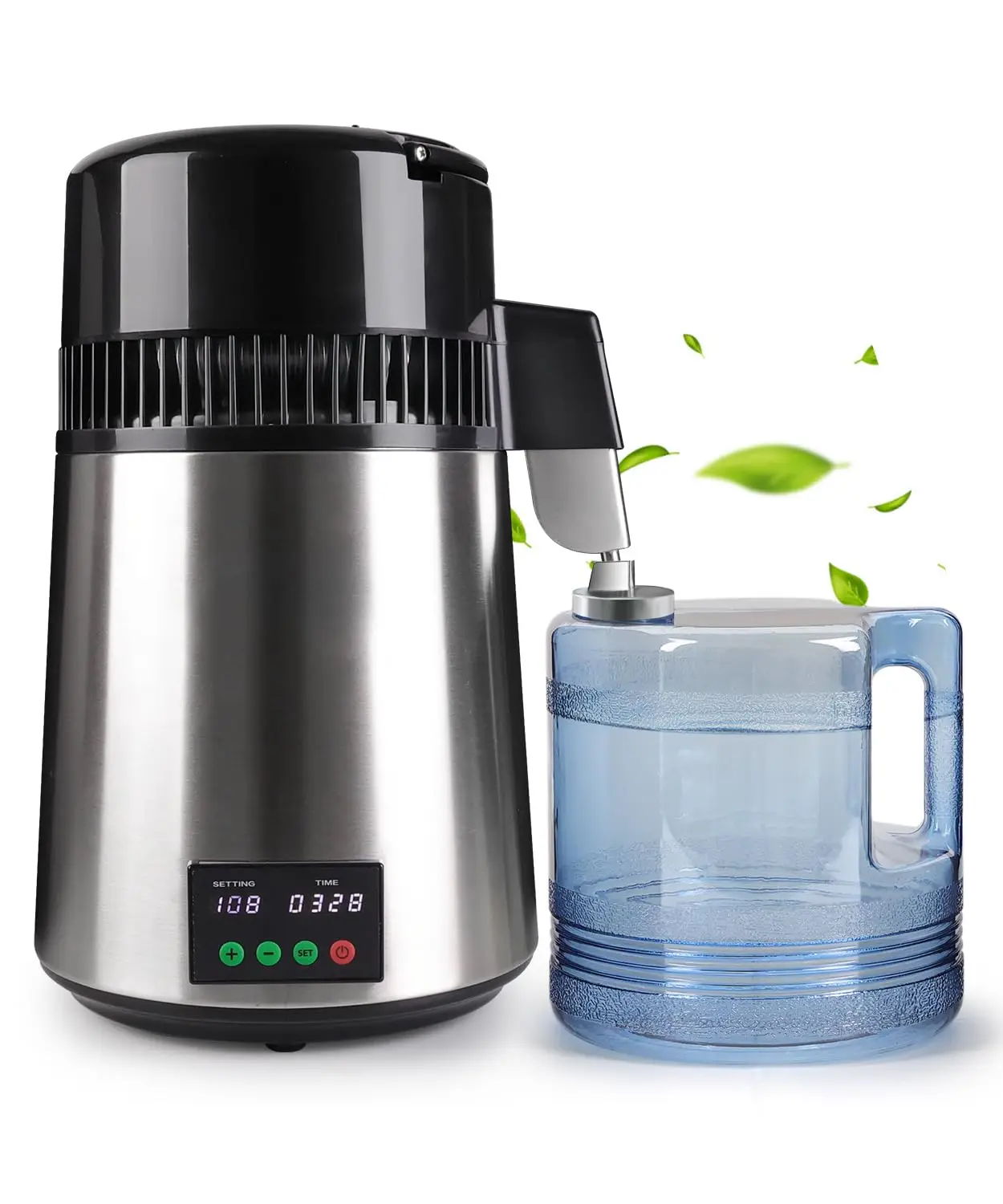 Water Distiller Machine, 750W Countertop Distiller, 304 Stainless Steel, 4L Capacity, Personalised Temp/Timer & One-Touch Switch