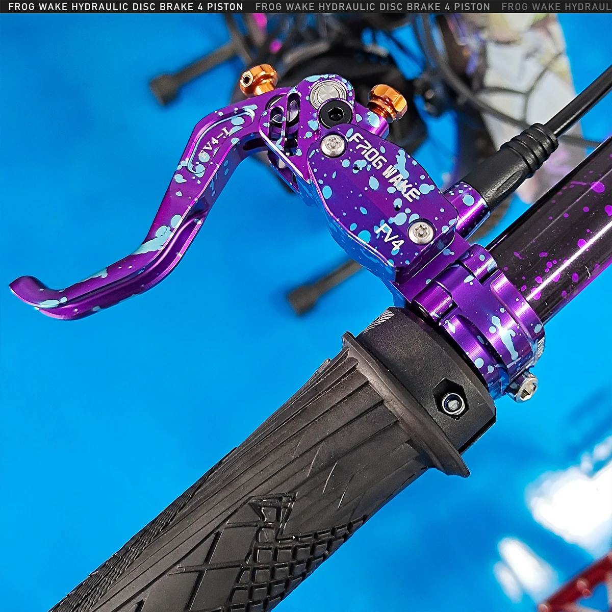 Frog Wake FV4-L Mountainbike-Hydraulik-Scheibenbremsen-Set mit 180 mm Rotoren, Aluminium, 4 Kolben, Öldruck-Bremssättel, Radialhebel – Detail 9