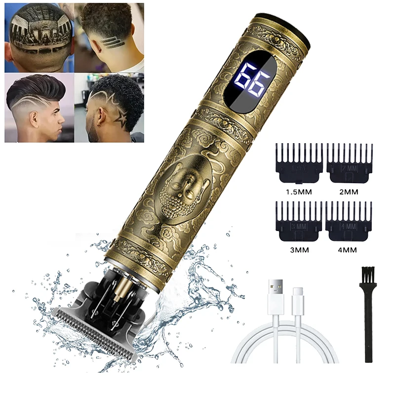 2026 T9 Electric Hair Clipper for Men Professional Barber Shaver Beard Trimmer Dragon Buddha Design Body Hair Cutting Machine