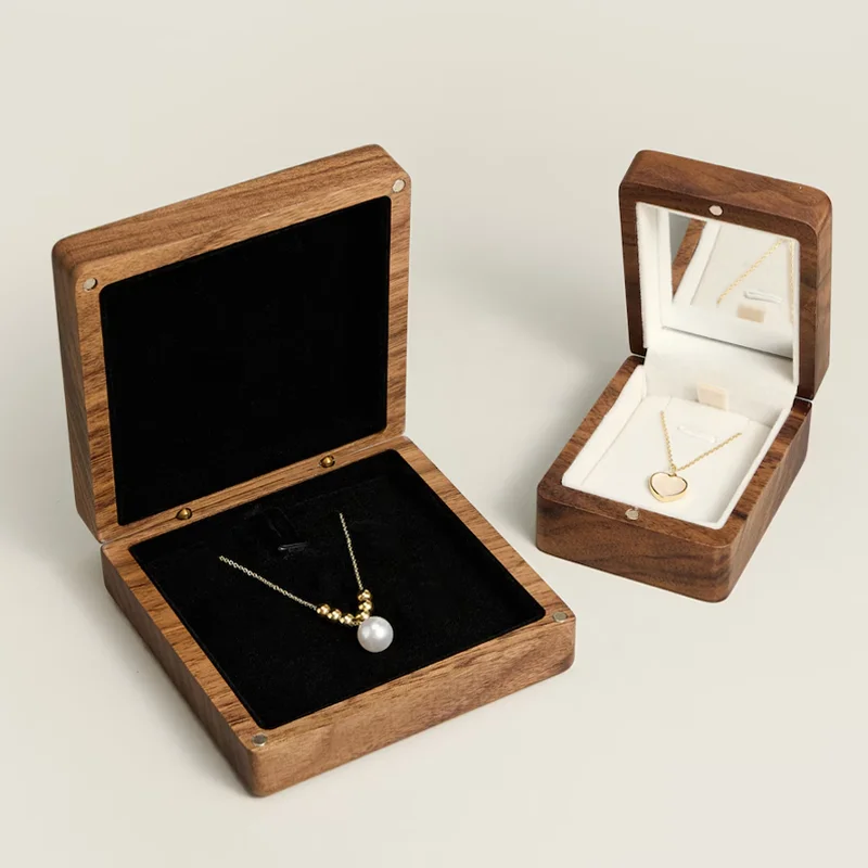 Wedding Necklace Box with Mirror Wood Jewelry Display Boxs Wedding Anniversary Gift for Her Luxurious Jewelry Box For Gifts